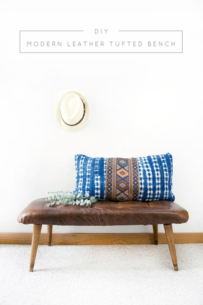 Leather Bench, Blue Pattern Pop