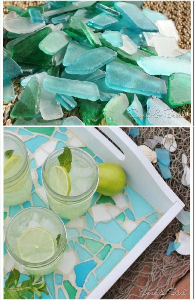 Sea Glass Coastal Serving Trays