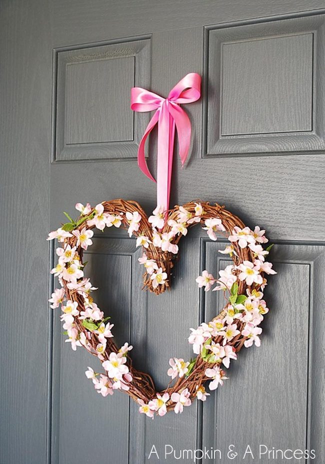 Pink Flower Heart Wreath