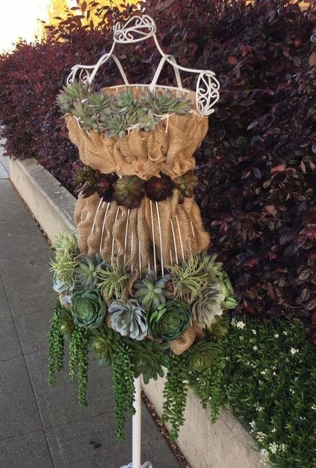 Burlap Dress Succulent Planter