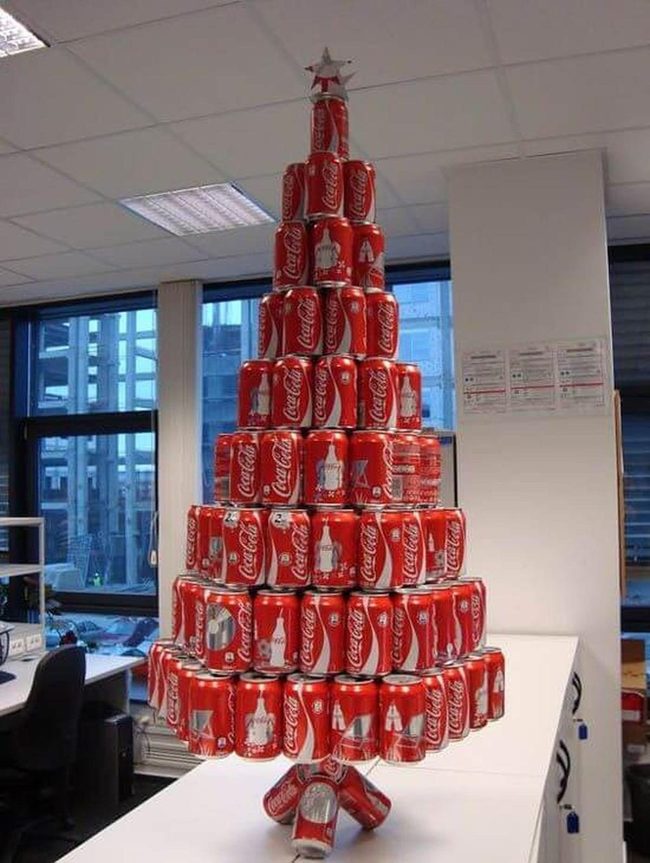 Red And White Can Pyramid
