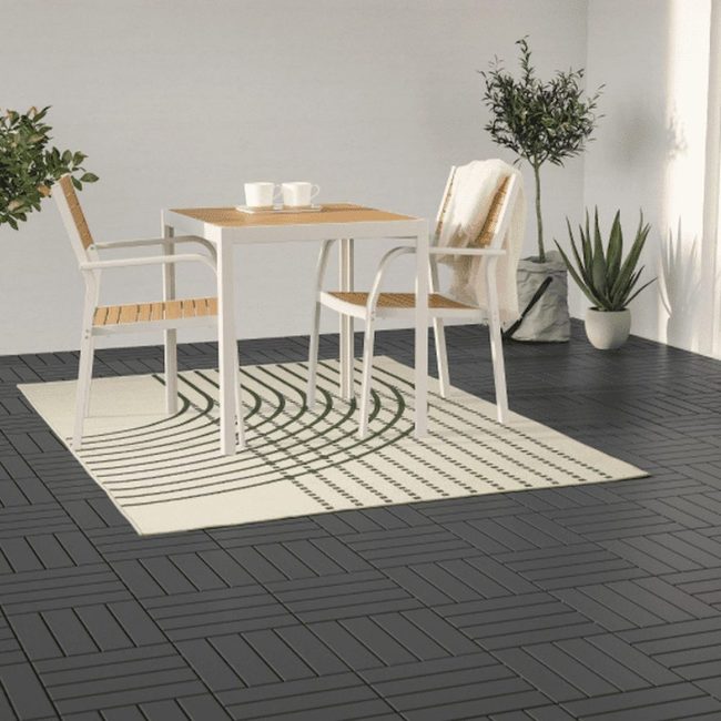 Green And White Patterned Outdoor Rug
