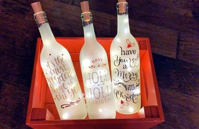 Frosted Glass Wine Bottles Glow