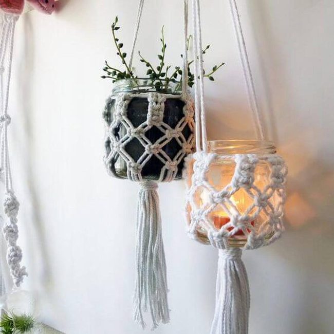 Macramé Wrapped Glass Lanterns
