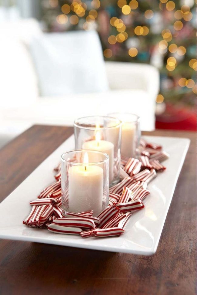 Peppermint Candlelight Table Centerpiece