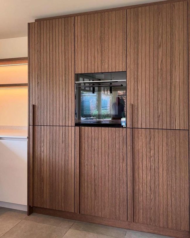 Walnut Fluted Doors Hide Ikea Cabinets