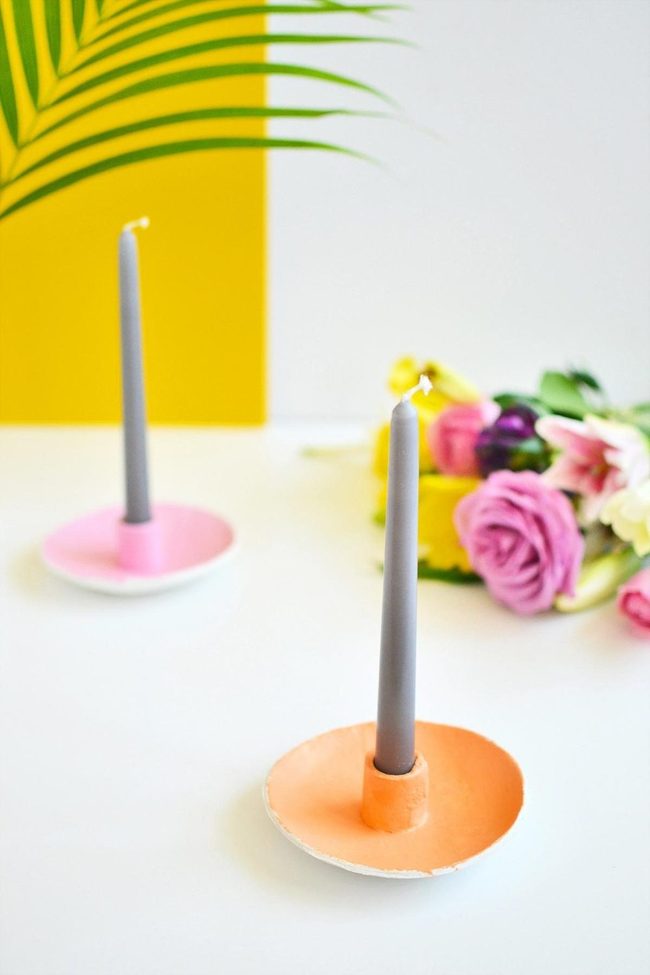 Gray Candles, Pink Orange Bases