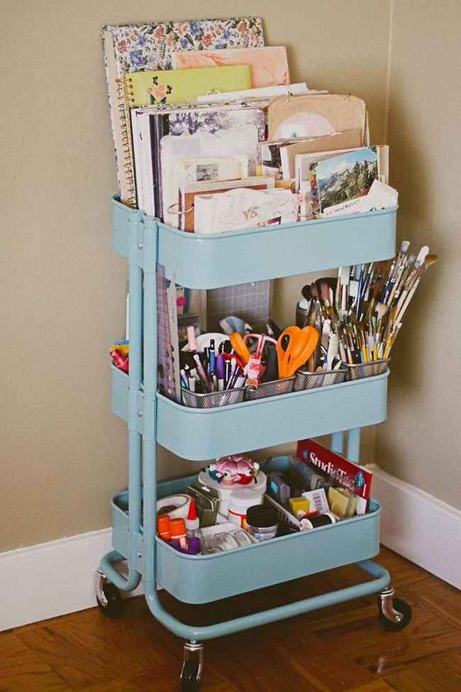 Blue Three-Tier Art Cart