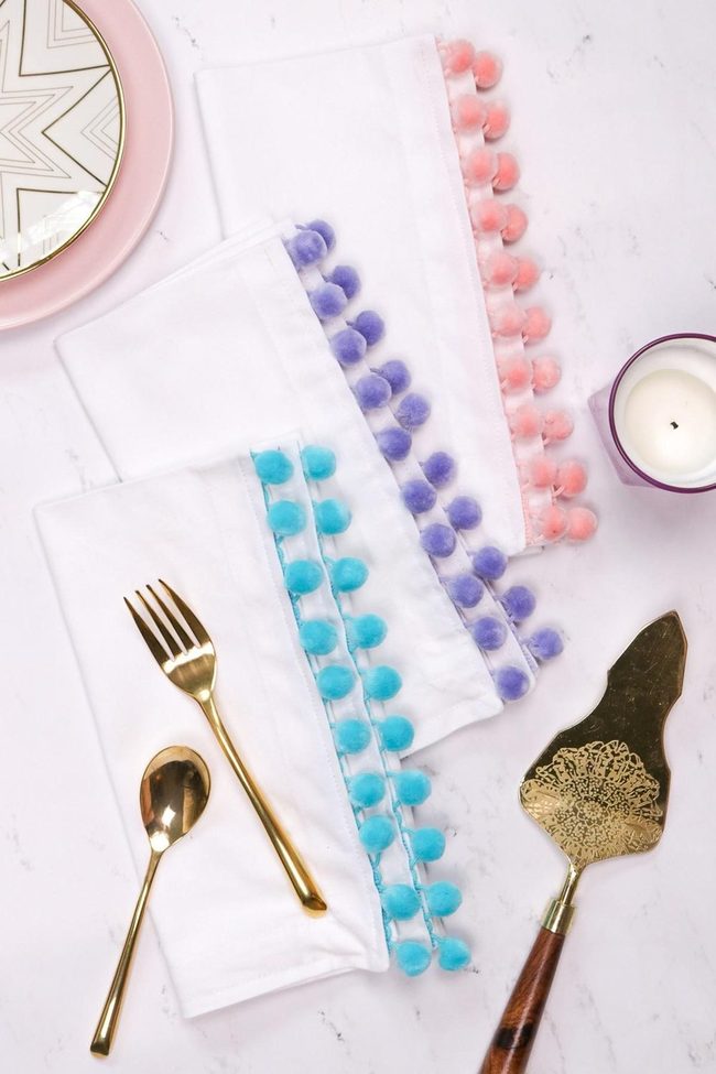 Pom-Pom Napkins Pink And Gold