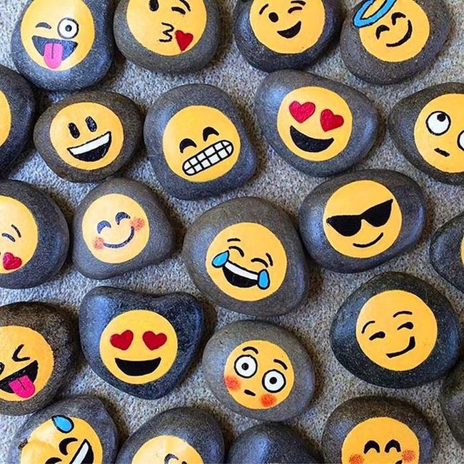 Painted Stone Emoji Characters
