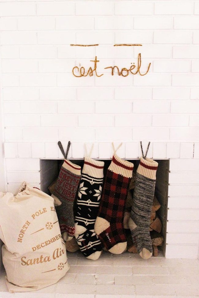 Red Knit Stockings On Brick