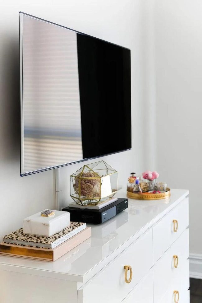 Gold-Trimmed White Dresser