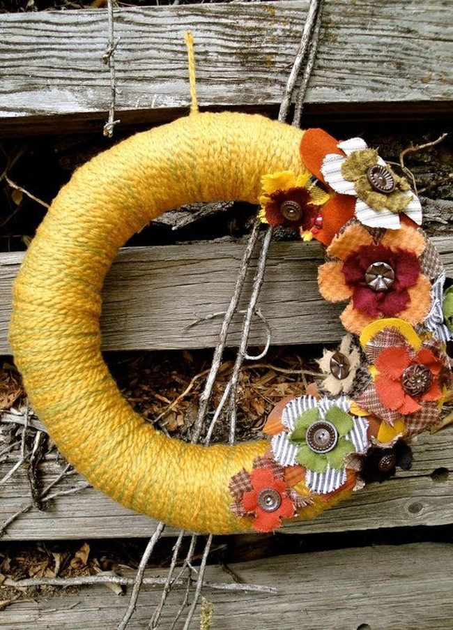 Sunshine Yellow Yarn Wreath