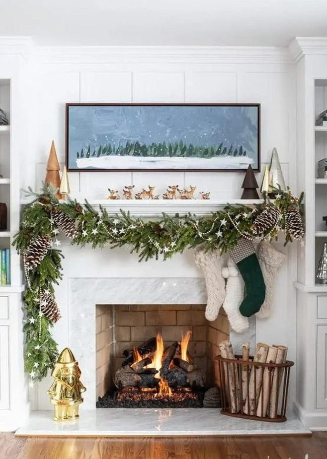 Cream And Green Mantelpiece