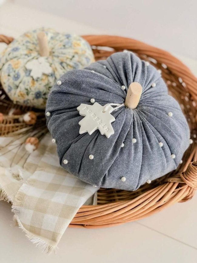 Fabric Pumpkins With Pearl Details