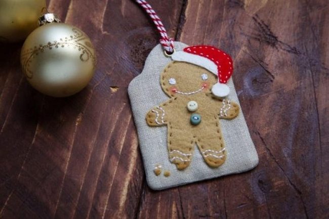 Felt Gingerbread With Gold Sparkle