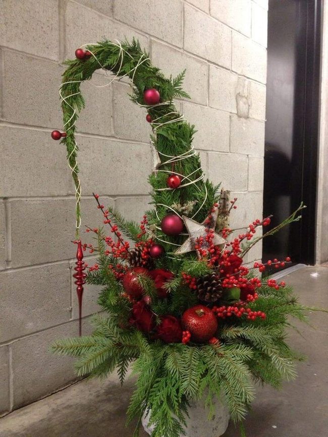 Red Poinsettias And Evergreen Welcome