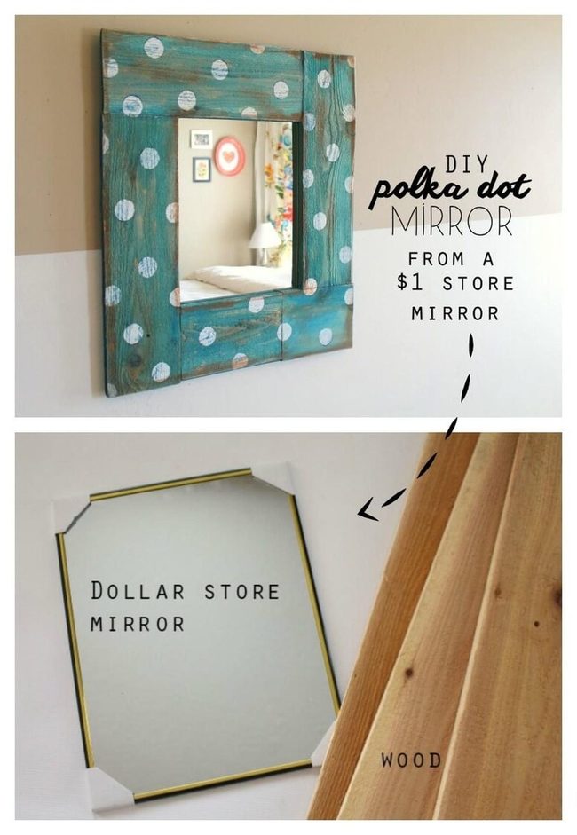 Blue Polka Dot Milk Paint Mirror