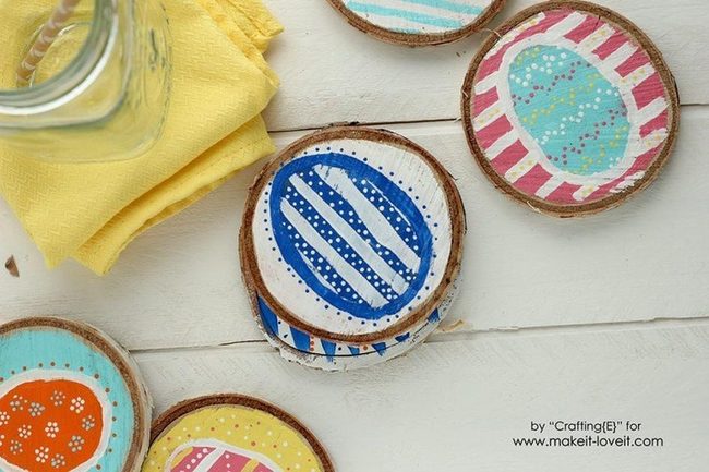 Striped Egg Coasters In Rainbow