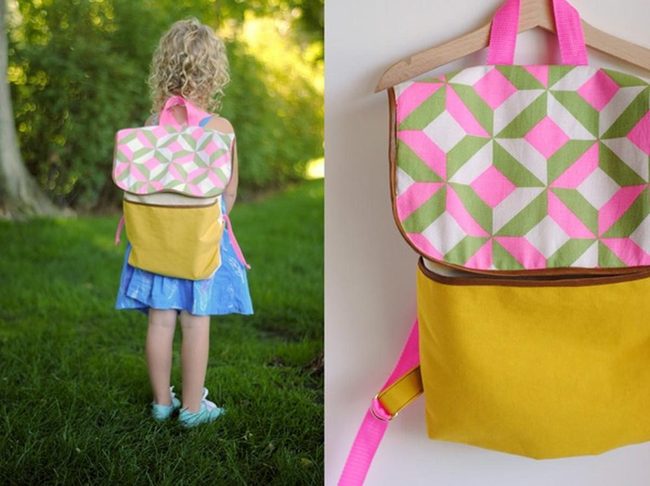 Yellow Geometric Kids Backpack