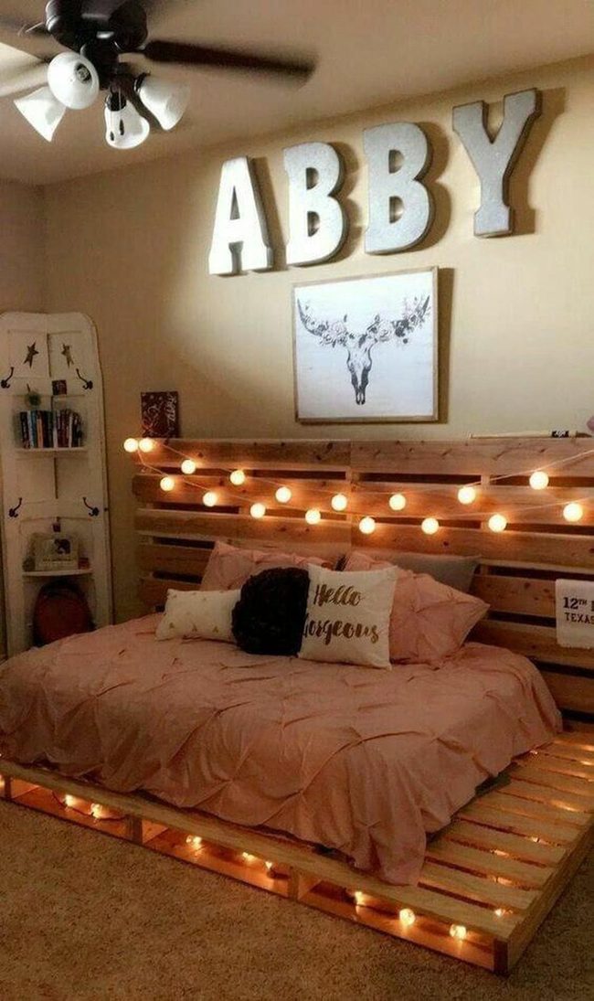 Pale Walls, Wooden Warmth, String Lights