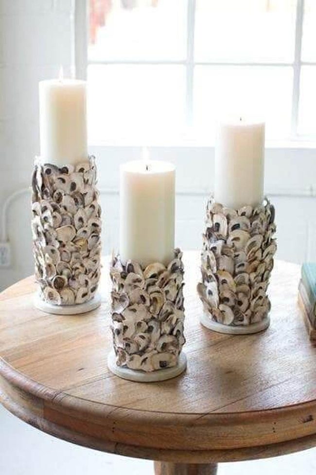 Pale Shell Candle Holders