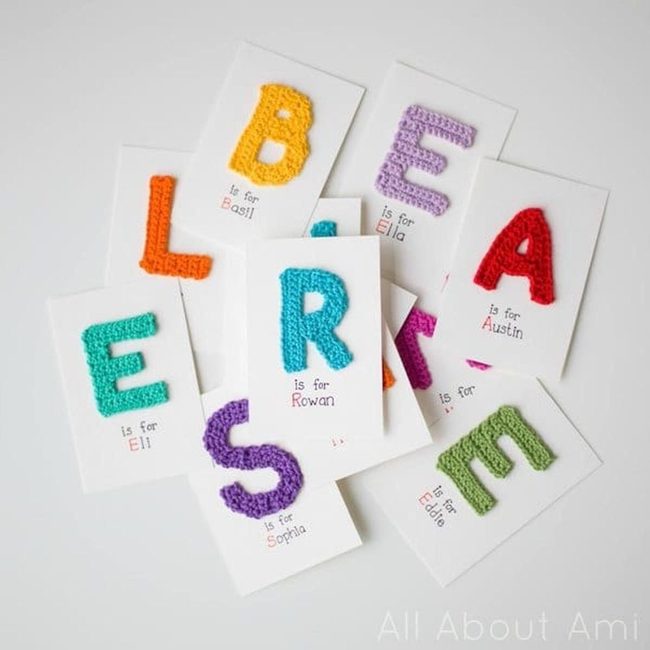Chunky Knit Letters, Rainbow Threads