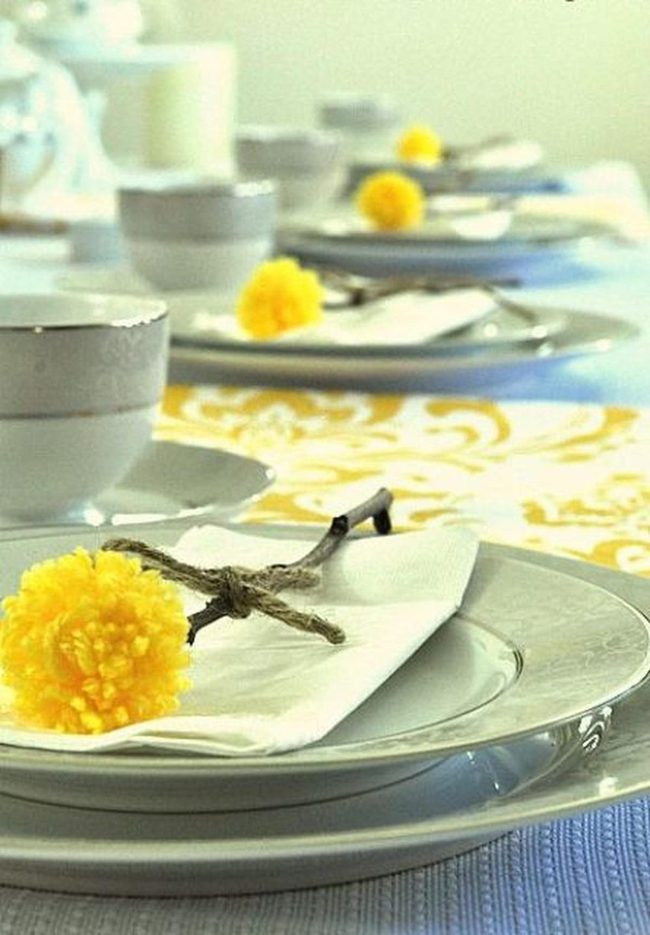 Yellow Tablecloth Table Setting