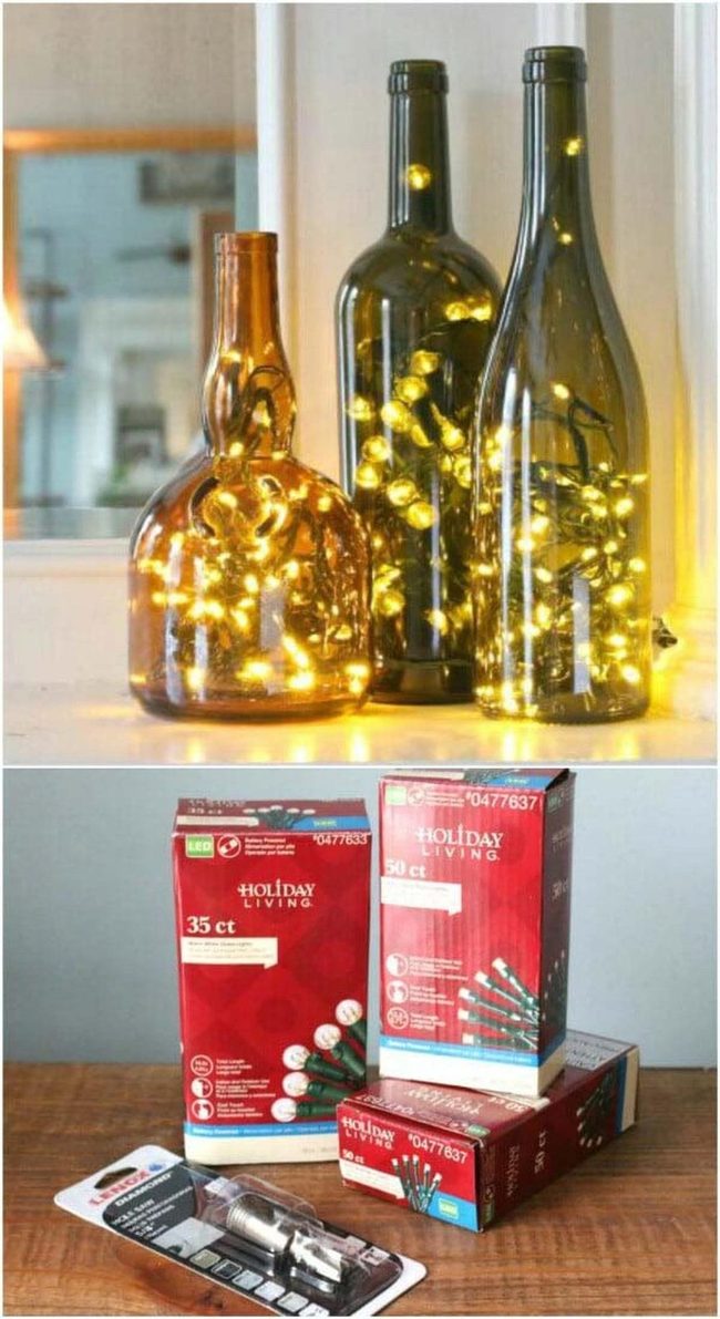 Amber Glass Bottle Lighting