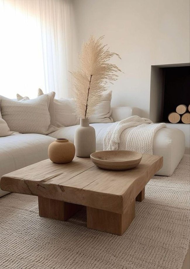 Sunlit Wood And Pottery Living