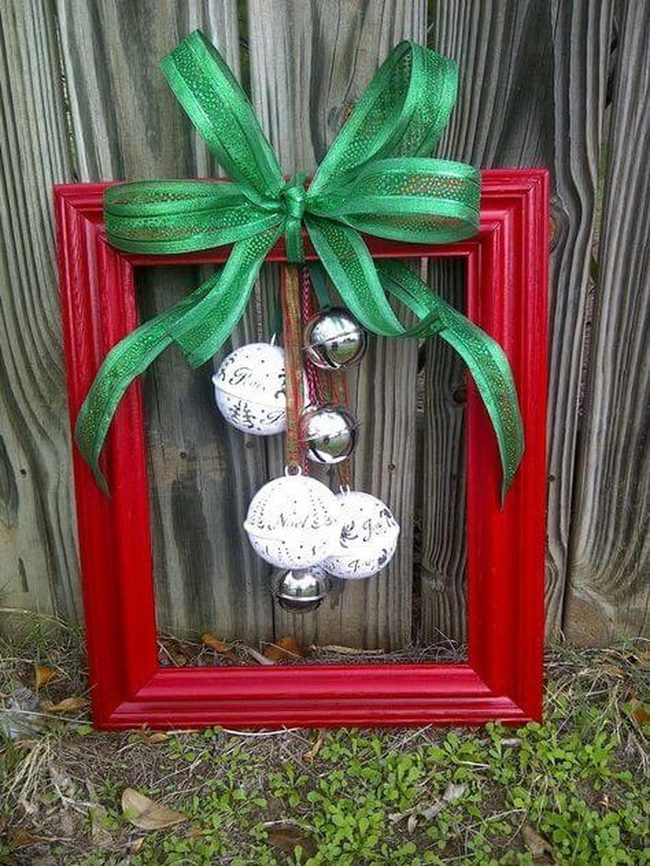 Red Border Green Ribbons Frame