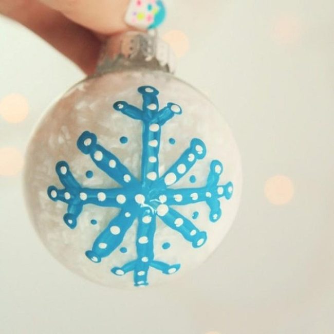 Blue Snowflake Glass Spheres