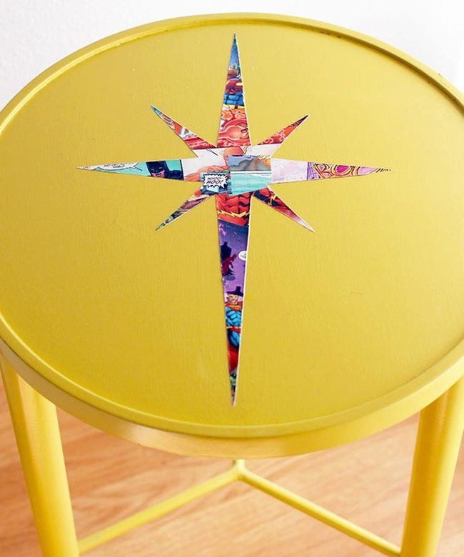 Yellow Star Table, Colorful Center