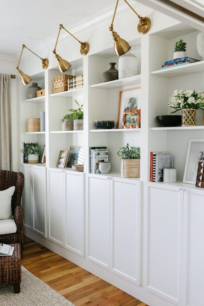 Diy Brass Built-In Shelving