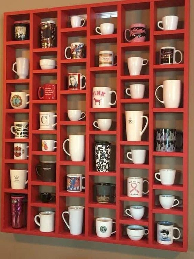 Red Wall Mug Gallery Display