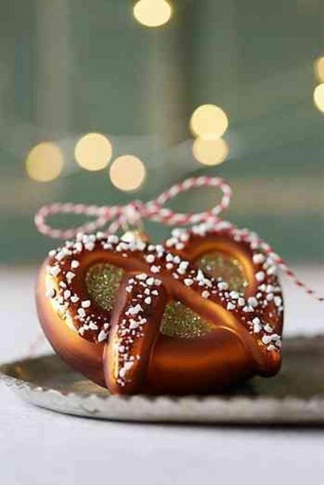 Golden Pretzel Christmas Ornament