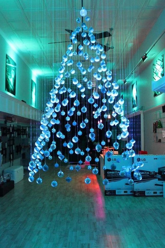 Blue Orbs Over Wooden Warmth