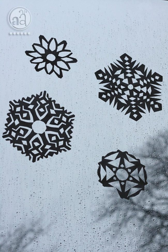 Black Snowflakes On Gray Glass