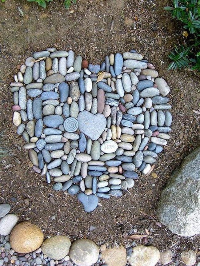 Heart Pebble Garden Path