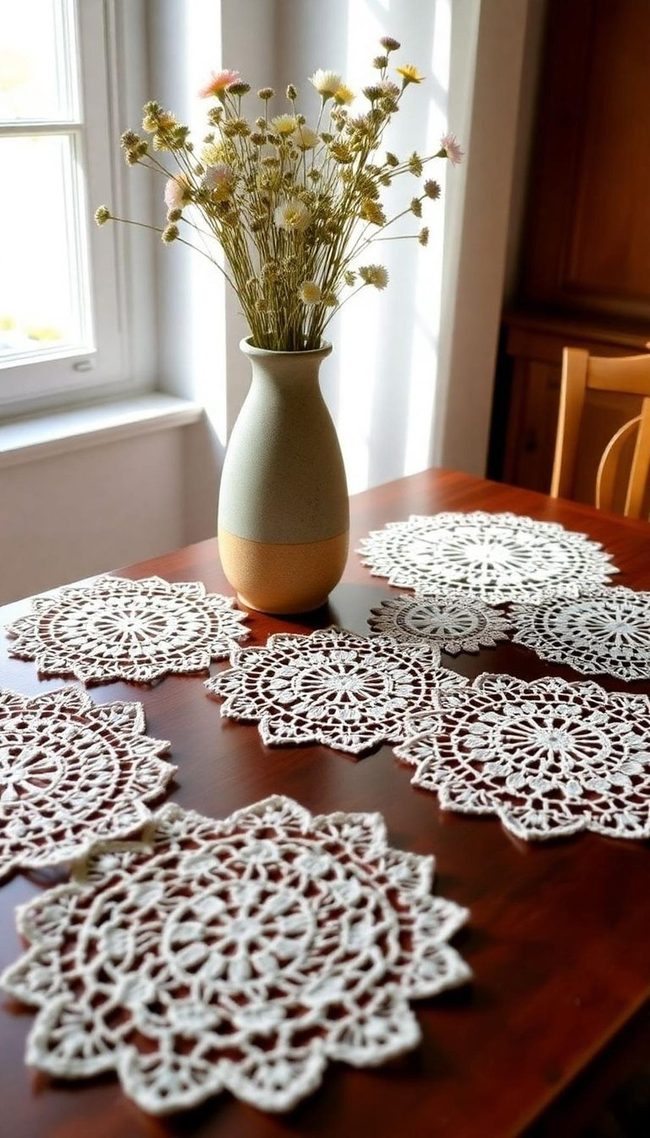Handmade Crochet Lace Centerpieces