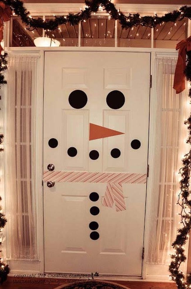 Cheerful Snowman Front Door Welcome