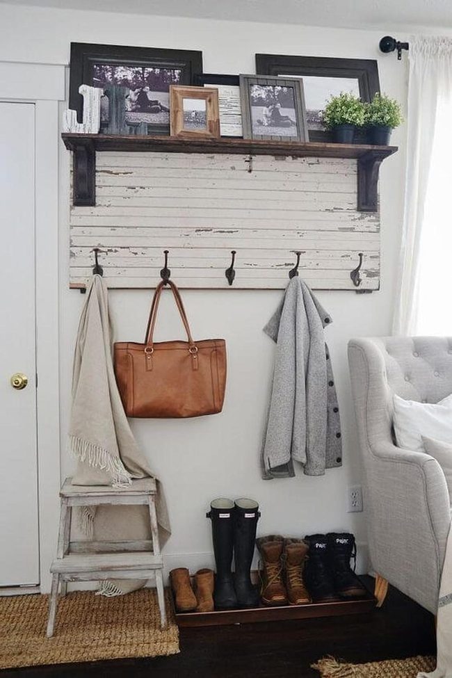 Natural Wood Hooks With Green Plants
