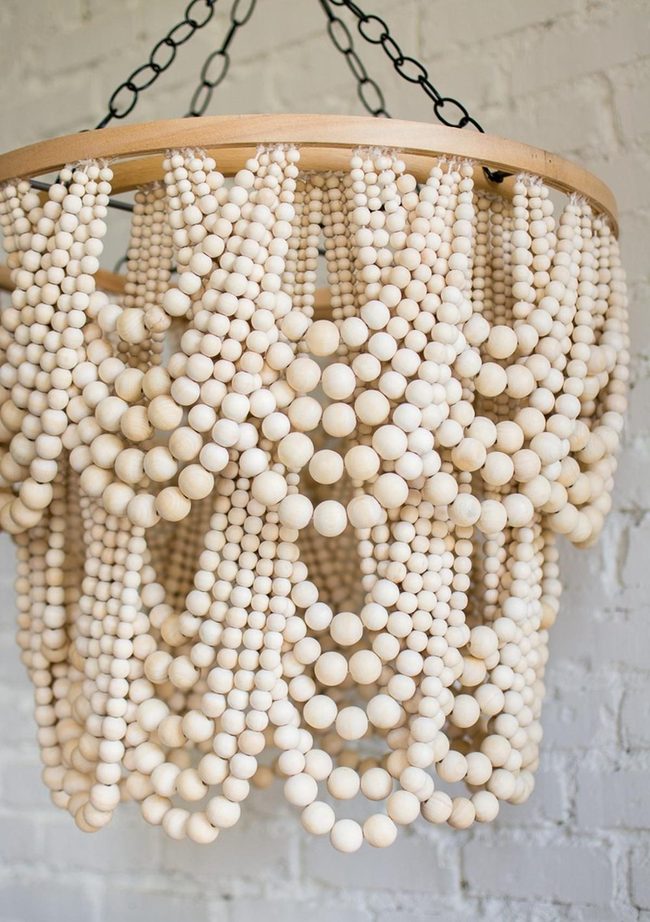 Wooden Bead Chandelier Statement