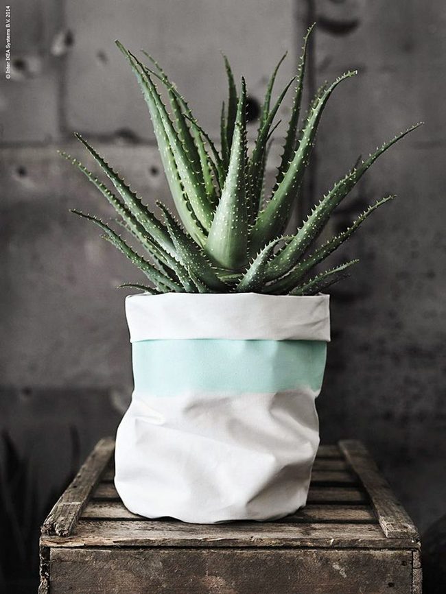 Striped Fabric-Wrapped Planters
