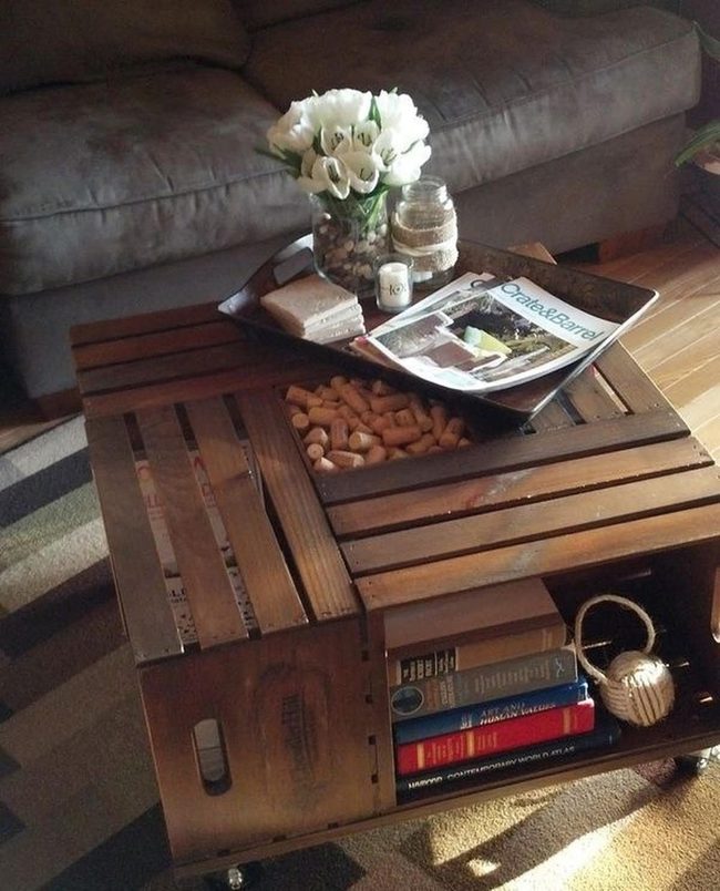 Cork-Inlay Wood Coffee Table