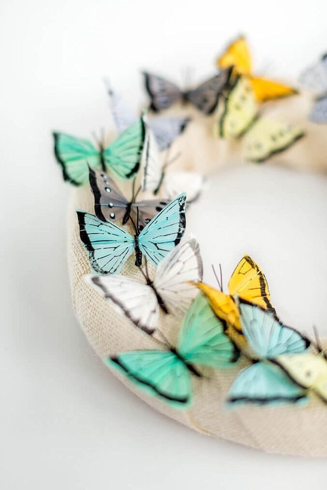 Pastel Butterflies On Burlap