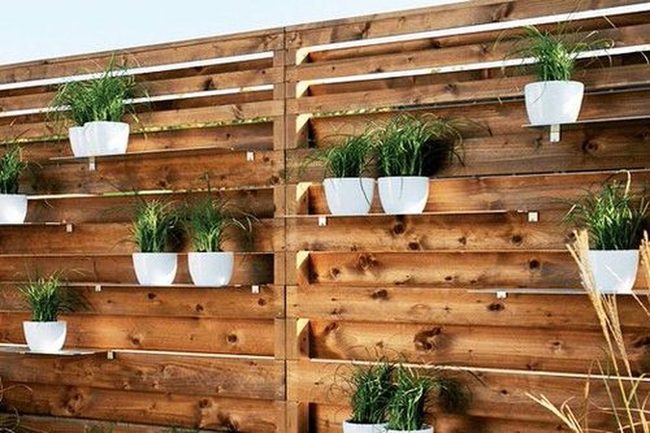 Wooden Fence Flower Shelves