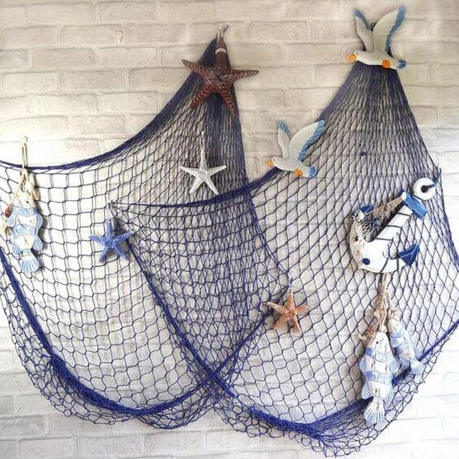 Netted Ocean Blue Coastal Backdrop