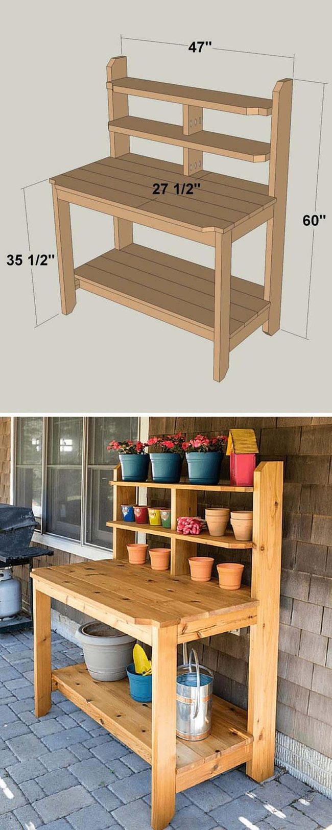 Cedar Potting Bench Workspace