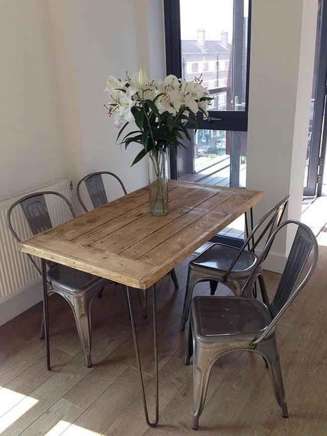 Light Wood And Metal Dining